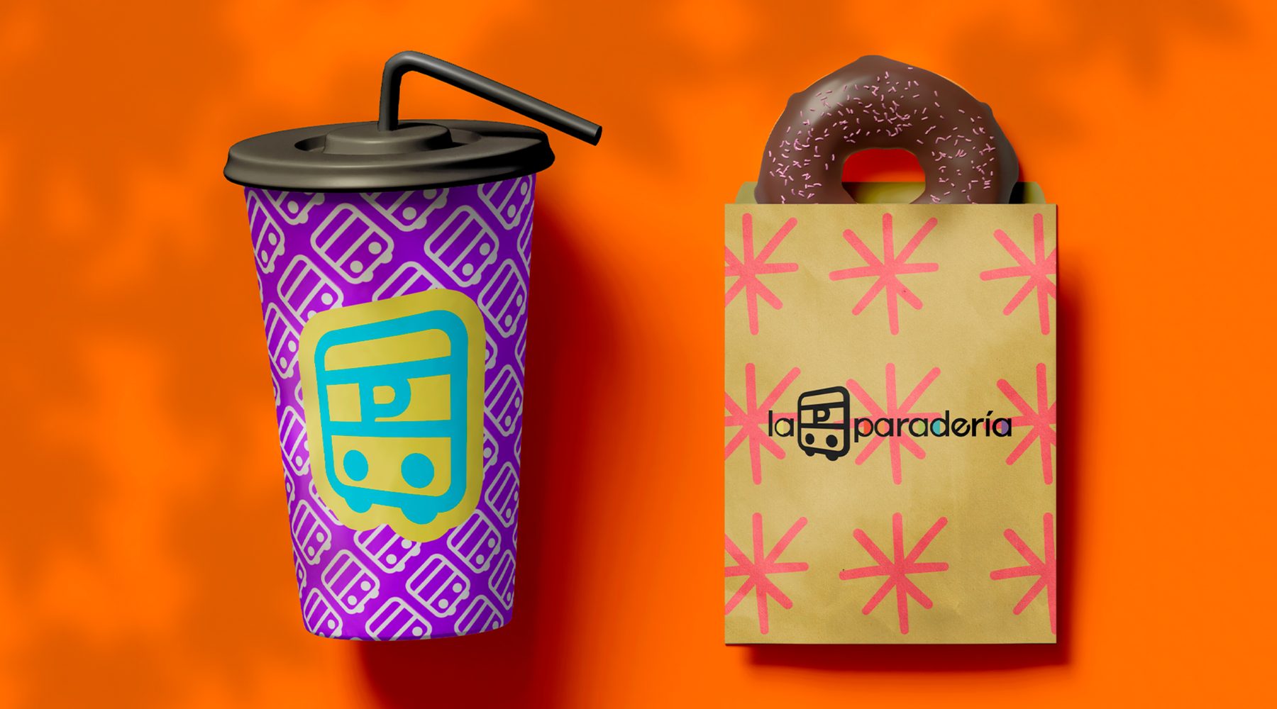 La Paradería: vaso y bolsa con la identidad